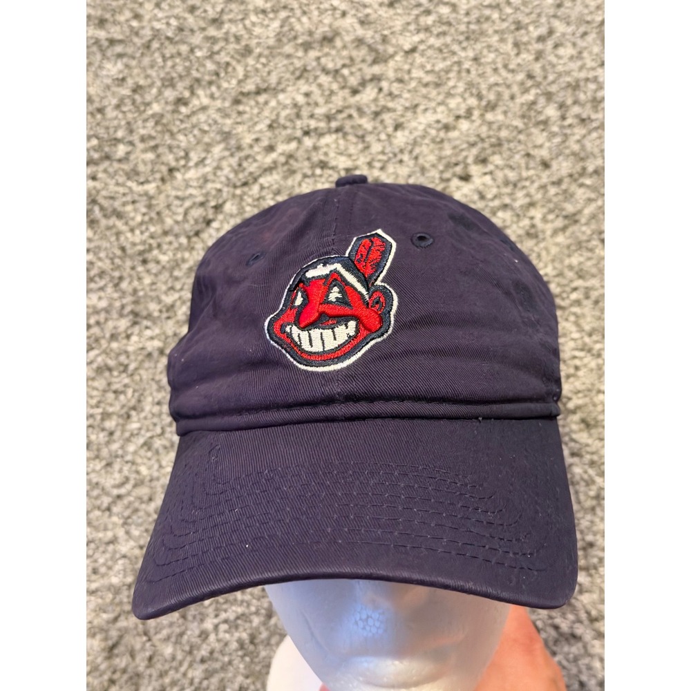 New Era Hat Men OSFM Navy Cleveland Indians Chief Wahoo Baseball Cap Adjustable*